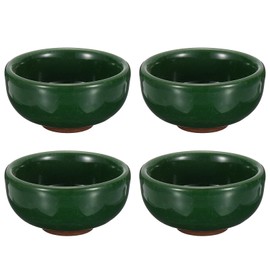 PATIKIL Ink Plates for Chinese and Japanese Calligraphy, Ceramic Ink Holder, Rest Ink Water Plate for Traditional Beginner Exercise Painting, Pack of 4, Dark Green