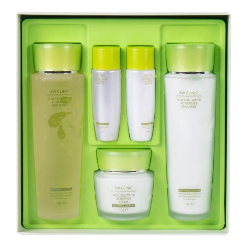 Set 3W Clinic Aloe Vera Skincare Coreano Día/Noche Piel Seca