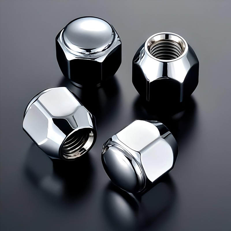 Daihatsu Light "Genuine Type" 4 Hole Aluminum Wheel Nuts Chrome