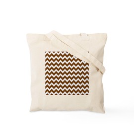 CafePress Saddle Brown And White Chevron Tote Bag Reusable Natural Beige Canvas Shopping Bag