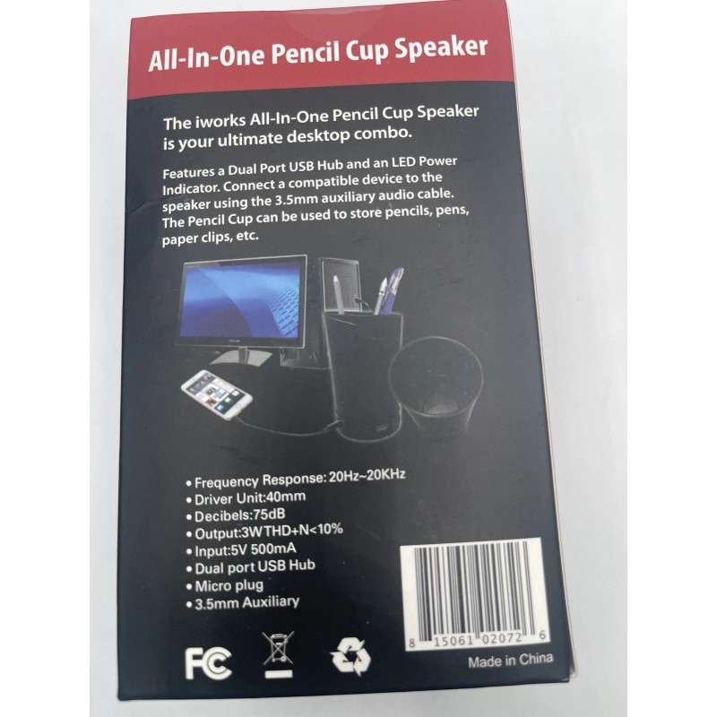 Blue iWork's All in One Pencil Cup Speaker "New In