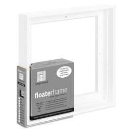 Ampersand Art Supply Floaterframe Readymade Frame for Flat and 7/8" Deep Wood Panel and Canvas Artwork, Paintings, Prints, and More, 10"x10", White Thin