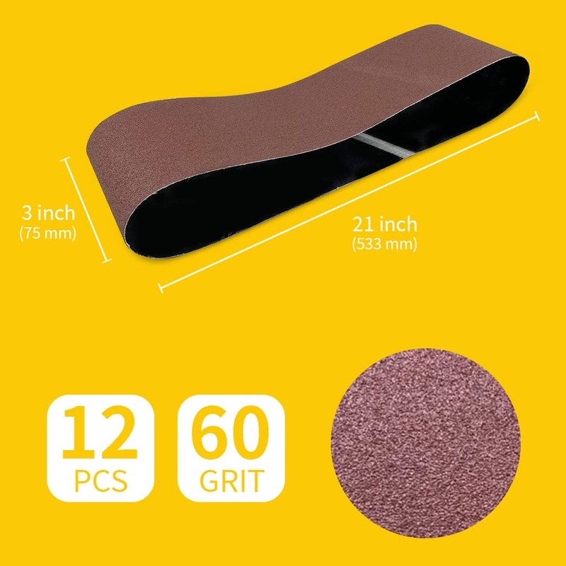 3 x 21 Inch 60 Grit Sanding Belt | Premium