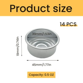 14 Pcs Gecko Food Cups, Crested Gecko Food Dish, 0.5oz Metal Reptile Feeding Cups, Feeder Ledge Accessories Supplies for Crested Gecko, Lizard, Tarantula and Small Pet