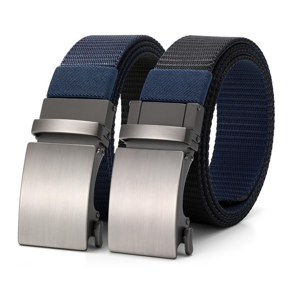 KASBAH Reversible Nylon Ratchet Belt for Men,Adjustable No-Hole Design for