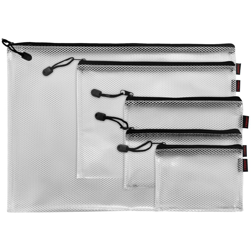 Premium Passport Size Black Zip Mesh Bag by Janrax