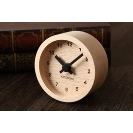 KATOMOKU Muku Mini Clock KM-26BK Round Black Wood Table Clock 3.3 x 3.3 x 1.8 inches (85 x 85 x 46 mm)