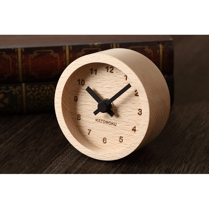 KATOMOKU Muku Mini Clock KM-26BK Round Black Wood Table Clock