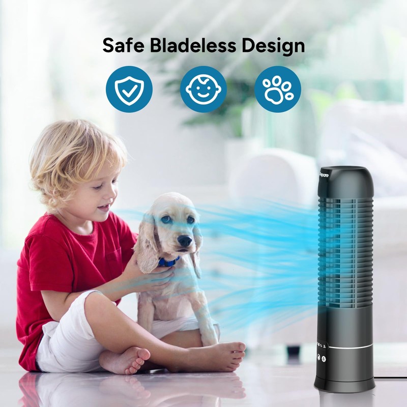 DR.PREPARE 16" Tower Fan, 70° Oscillating Desk Fan, 3 Speeds