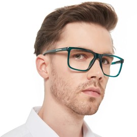 AEZUNI Large Reading Glasses Men 2.25 Oversized Retro Square Readers 100 125 150 175 200 225 250 275 300 350 400 500 600 (Blue Green)