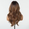 Rovizère Long Wavy Wig with Bangs, Light Brown Ombre Synthetic