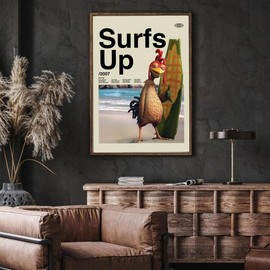 Surfs Up Chicken Joe Print, Premium Artwork Film Poster, Wall Decor - Size: 16x24inch