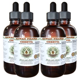 Chervil Alcohol-Free Liquid Extract, Chervil (Anthriscus Cerefolium) Dried Leaf Glycerite Hawaii Pharm Natural Herbal Supplement 4x4 oz