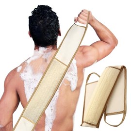 NOVIIML xfoliating Natural Loofah Back Scrubber for Shower, Exfoliating Sponge for Shower, Bath Shower Scrubber for Men and Women, Luffa Scrubber to Clean Your Back Deeply Relax Your Body