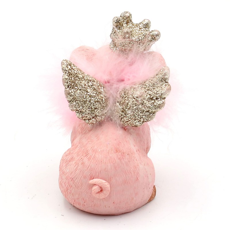 Dekohelden24 Ceramic Decorative Pigs with Crown and Glitter Set of