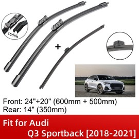 3 Wipers 24" 20" 14" Front And Rear Replacement Fit for Q3 Sportback 2018-2021, Windshield Wiper Blades Original Equipment Wiper Blade, That Meet OEM Quality Easy DIY Install Premium All-Season