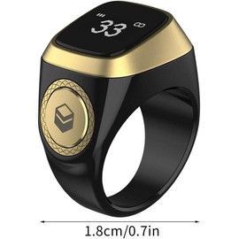 Mr. Gadget's Solutions Iqibla Smart Tasbih Tally Counter for Muslims Zikr Ring Digital Tasbeeh 5 Prayer Time Vibration Reminder Bluetooth Waterproof for Women Mens