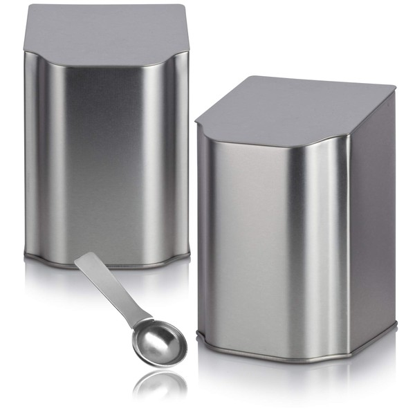 Silver Hinged Flip Top Metal Tea Tin and Stainless Steel
