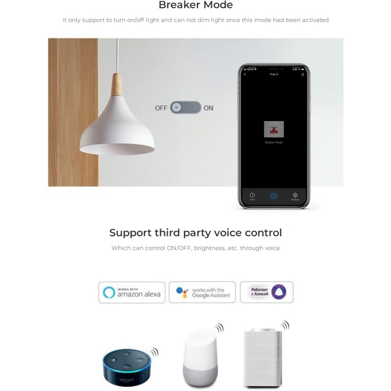 LIGHTEU®, Milight Miboxer Smart AC Triac Dimmer (WiFi+2.4G+Push), Supports Tuya