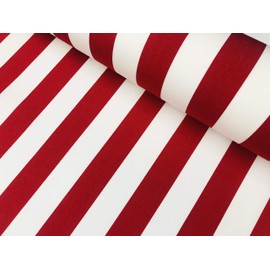 Red & White Striped DRALON Outdoor Fabric Acrylic Teflon Waterproof Upholstery Material for Cushion Gazebo Beach - 160cm Wide (Sold by The metre)