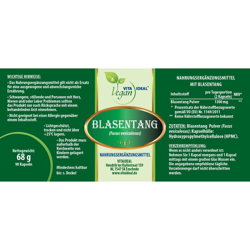 Vitaide Vegan® Bladder Drag (Fucus vesiculosus) 90 Vegetable Capsules 400