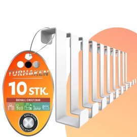 4happy Door Hooks for Hanging, Set of 10 - White Coat Hooks Door, Rustproof Hooks for Hanging Individually or as a Door Hook Rail, with High Load Capacity