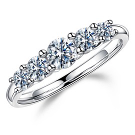 MOOSEA Moissanite Promise Rings for Her, D Color VVS1 Clarity Lab Created Fake Moissanite Moissanite Wedding Band 14K White Gold Vermeil Moissanite Engagement Rings for Women Trendy Jewelry Gifts