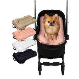 Easy Wash Dog Stroller Mat, Durable Orthopedic Pet Stroller Cushion for Dogs & Cats, Ergonomic Pad for Pet Cart, Ideal Pet Stroller Accessories & Pads for Comfortable Rides (Coral Pink, S)