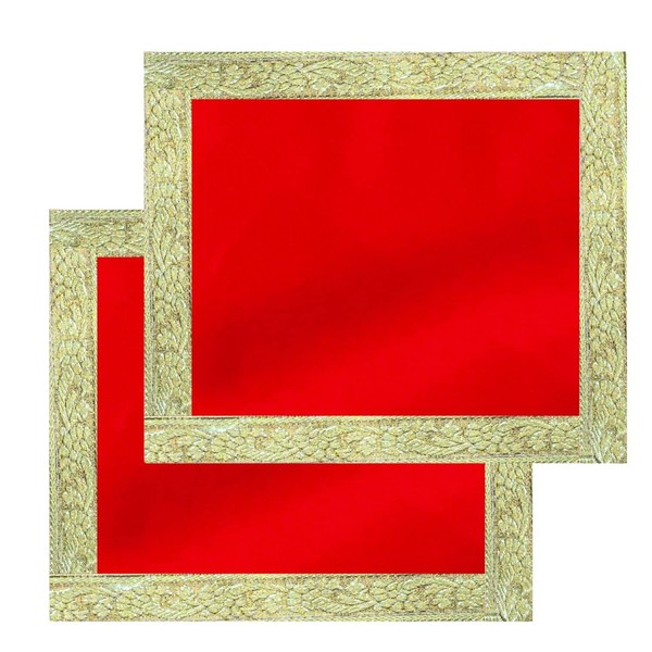 NAISHA Red Pooja Aasan Mat Set of 2, 14" X