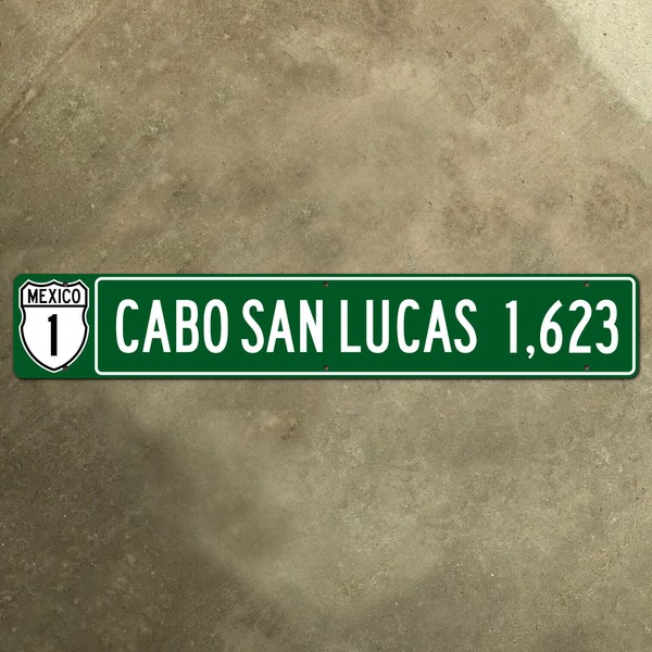 Mexico highway road guide sign Cabo San Lucas 1623km Baja California 32 x 5 1986