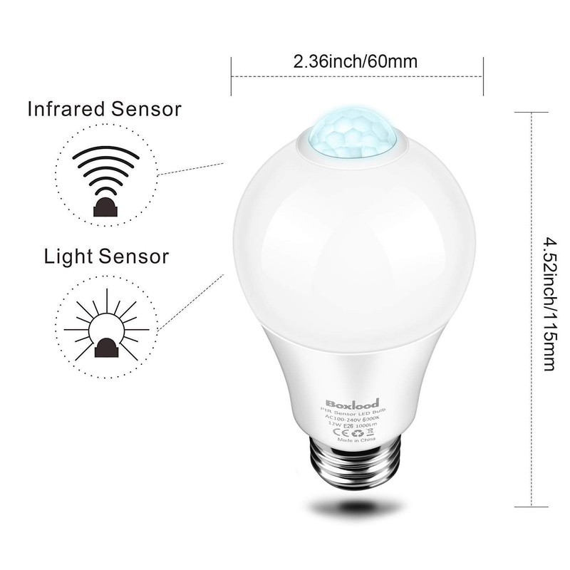 Motion Sensor Light Bulbs, PIR Movement Activated Dusk to Dawn