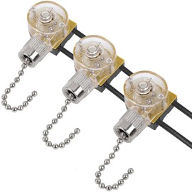 Zing Ear ZE-109 Ceiling Fan Light Replacement Switch, 3 Pack ON-Off Speed Control Pull Chain Switch Compatible with Hunter Ceiling Fans Light, Lamps and Wall Lights (Nickel Pull Chain)