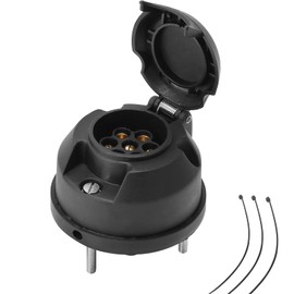 AGRISHOP 12V 7Pin Trailer Socket with Rubber Gasket Seal Waterproof Trailer Socket Connector with Dust-proof Cover Mounting Bolt Nut Cable Tie,Female Trailer Accessories Adapter for RV Caravan Towing