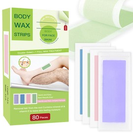 BXQJRJ 80Pcs/Box Body Wax Strips for Hair Removal,Wax Strips,Depilatory Patch at Home for Men and Women,For all skin types. Contains 80 wax strips + 20 calming oil wipes（80Pcs）