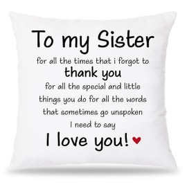 Pleonox Sister Gifts: 18x18 Pillow Covers - Thank You, Christmas & Birthday Gifts