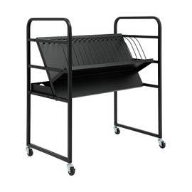 Rolling Laptop Storage Rack 16-Position Laptop Charging Cart on Wheels Mobile Laptop and Tablet Open Charging Station Modern Laptops Storage Holder Organizer for Home Office Classroom Organization