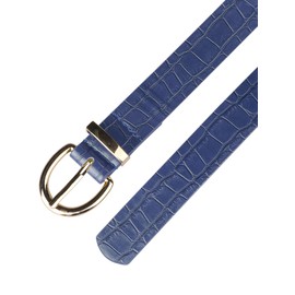 Allegra K Alligator Embossed Belts Leather Waist Alloy Pin Buckle Belt for Women Dark blue 106cm/41.7"