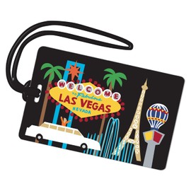 R. Nichols Las Vegas Luggage Tag - Sturdy Waterproof Plastic Travel Labels for Baggage, Suitcases, Backpacks, and Diaper Bags, 2.5 Inch x 4 Inch Tag with Black Loop Attachments