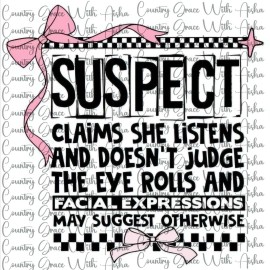 Handmade Sublimation Print Suspect Funny Bow Ready to Press Paper Ink Heat Transfer