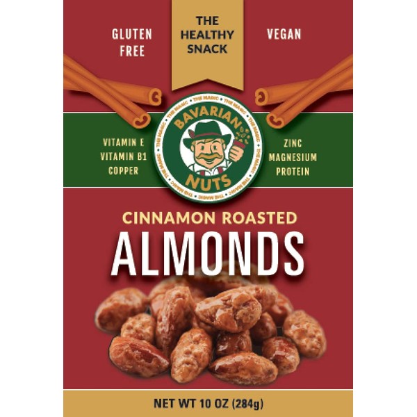 Magic Bavarian Cinnamon Roasted Almonds, 10 oz - Sweet, Gluten-Free, Vegan Nuts, Made in the USA