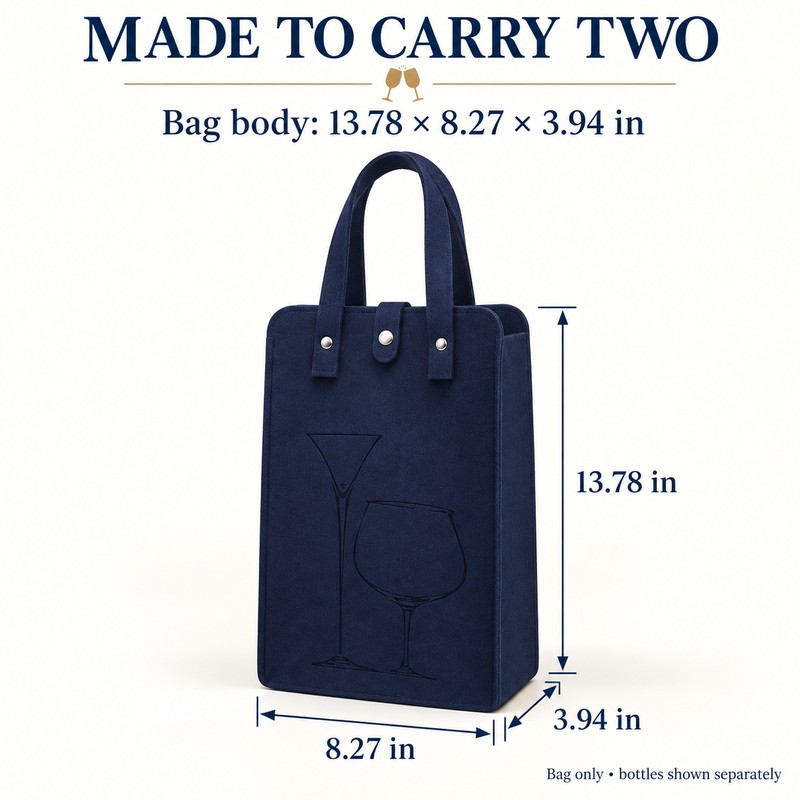 Felt Wine Bag for Gifting – Reusable Double Bottle Carrier