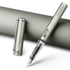 YONCOUX Fountain Pen with Ink Refill Converter in Elegant Acrylic Box, Smooth Writing, Pretty Gifts for Men Women - Extra Fine (0.38) - Sliver