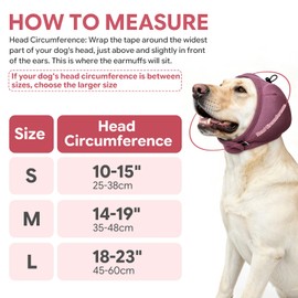Dotoner Dog Ear Muffs No Shake Anxiety Relief for Thunder Fireworks (Red, L)