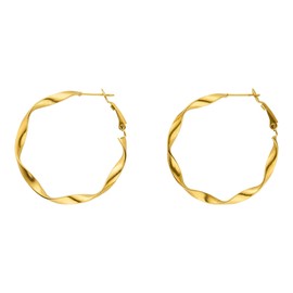 PURELEI® Ke Kai Earrings (Gold, Silver, Rose Gold), Waterproof Earrings for Women, Twisted Hoop Earrings Made of Stainless Steel, Gift for Women, 42 mm Diameter, Stainless Steel, No Gemstone