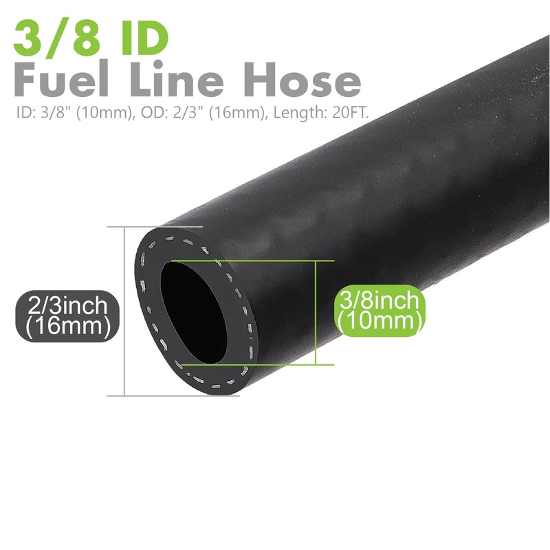 3/8 Inch x 20FT Fuel Line Hose Push Lock Fuel
