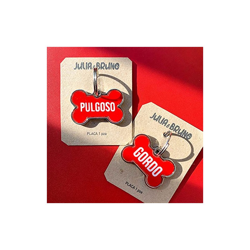 JULIA AND BRUNO Placa de Identificación para Perro con Personalización