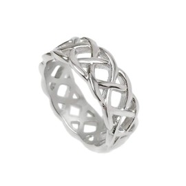 Loralyn Designs Mens Silver Braided Stainless Steel Celtic Knot Band Ring Love Wedding Non Tarnish (Size 12)