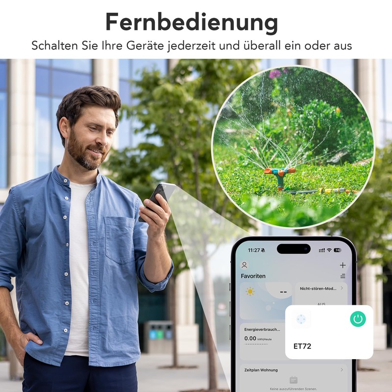 EIGHTREE WiFi Outdoor Socket, Timer Switch with Current Measurement, IP44