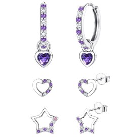 ORAZIO 3 Pairs Huggie Hoop Earrings For Girls Sterling Silver Earrings Stud Hoop Hypoallergenic Girls Earrings Silver Hoops Studs Earrings For Women