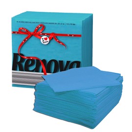 Renova Colored Dinner Disposable Paper Napkins Folded 1-Ply (2 Sets of 70 Napkins, Blue)